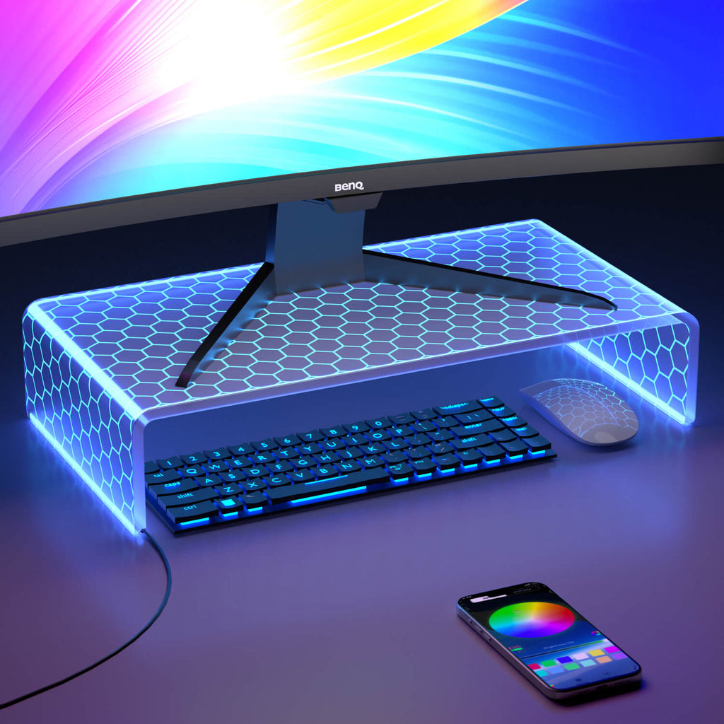Desk Acrylic Computer Monitor Stand with LED (Two Color)